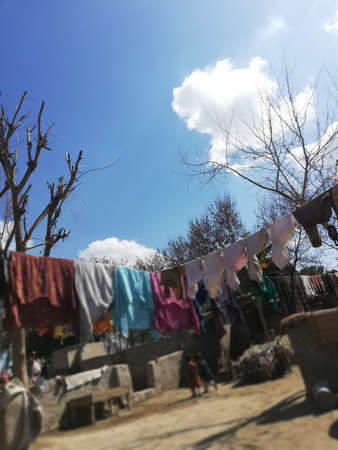 Sun on the sky with clouds.の写真素材