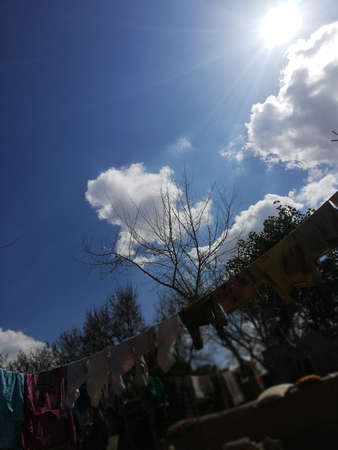 Sun on the sky with clouds.の写真素材