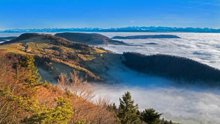 The natural and beautiful view of landscape with mountain.