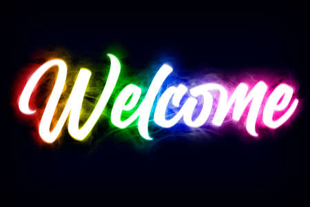 The colorful wellcome with Black background.の写真素材