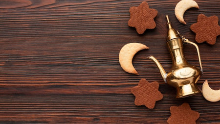 Christmas cookies in the shape of a Christmas tree on a wooden backgroundの写真素材