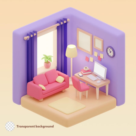 Interior of living room. 3D isometric vector illustration.の写真素材