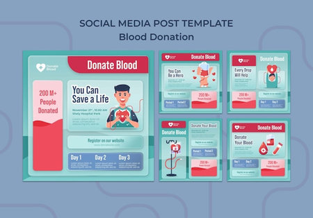 Social media post templates. Vector illustration in flat design style. Health care concept.