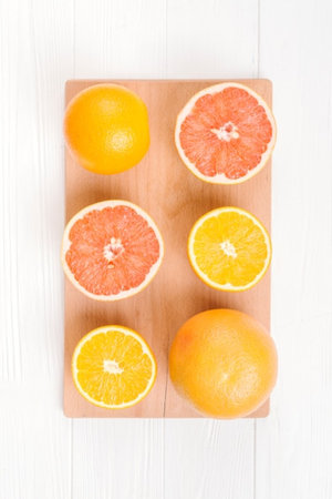 Variety of citrus fruit including lemons, lines, grapefruits and oranges.の写真素材