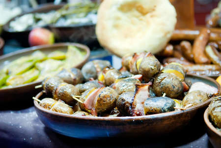 Baked potato on a plate, Ukrainian Christmas marketの写真素材