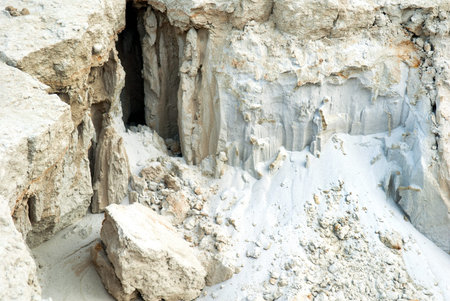 Textured detail showing white sand in different shapes and structures
