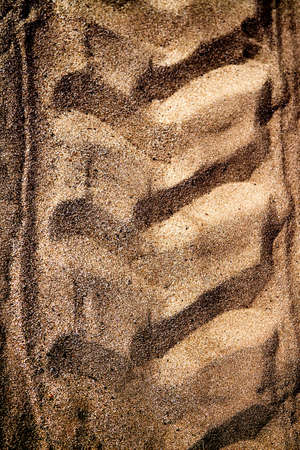Trace of the car's protector, left on the sandy, backgroundの写真素材