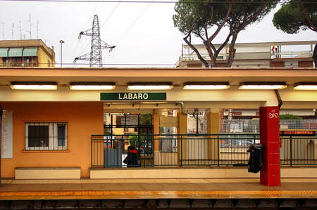 View of Labaro railway station, Italyのeditorial素材
