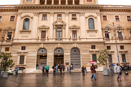 Rome, Italy - October 31, 2012: The Pontifical Gregorian University in Rome founded in 1551 by St. Ignatius of Loyola and St. Francis Borgia. It is an institution of higher learning for the Roman Catholic clergy.のeditorial素材