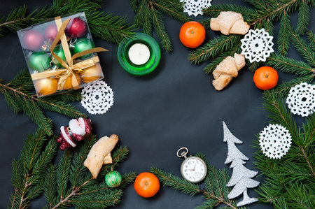 Christmas or New Year decoration on black background