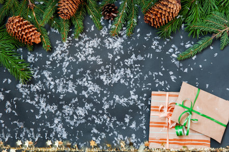 Christmas or New Year decoration on black background