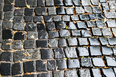 Abstract background of old cobblestone pavementの写真素材