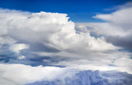 Blue sky and puffy clouds. Selective Focusの写真素材