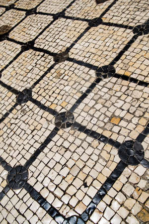 Traditional portuguese street stone pavementの写真素材
