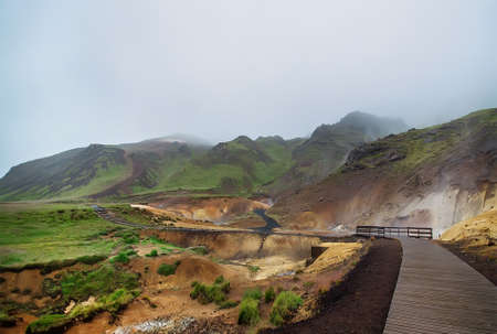 Geothermal area Krysuvik on the Reykjanes peninsula in Icelandの写真素材