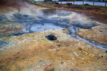 Geothermal area Krysuvik on the Reykjanes peninsula in Icelandの写真素材