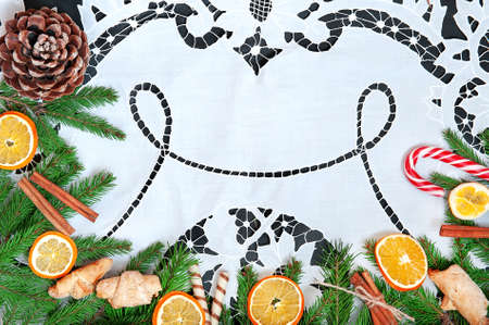 Christmas or New Year decoration on white backgroundの写真素材