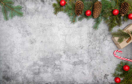 Christmas mockup layout with copy space. Flat lay trandy conceptの写真素材