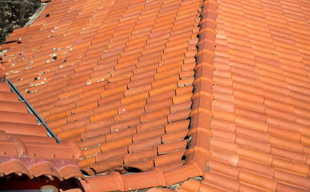 Tiled roof. Mediterranean architecture abstract background texture.の写真素材
