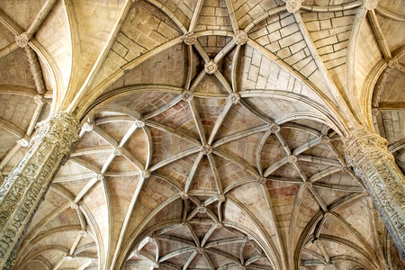 Ornate Stone Vaulted Ceiling Ribs Detailの写真素材
