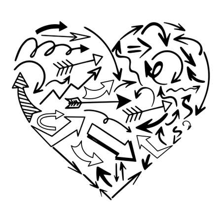 Arrows in Heart Shape - Handwrittenのイラスト素材