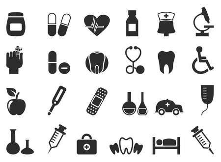 Drugs, pills, Syringe, Stethoscope & Medical Icons or Symbolsのイラスト素材