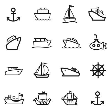 Boat & Ship & Anchor Iconsのイラスト素材