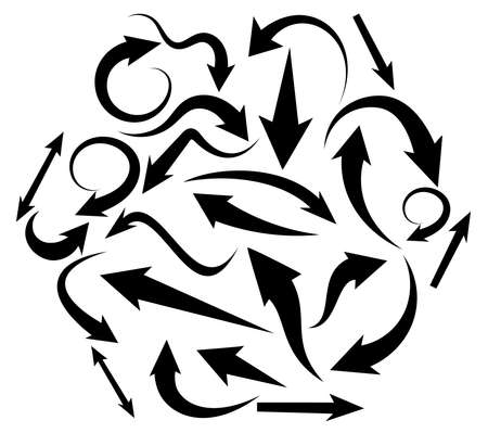 Set Of Black & Curved Arrows in Different Shape and Directionのイラスト素材