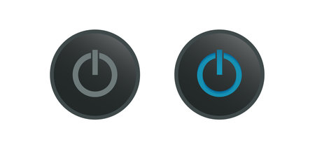 Turn on and turn off black buttons isolated on white background. Switch symbol. Toggle icon...