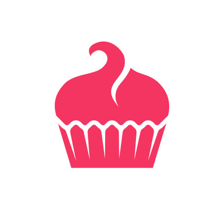 Vector flat design creamy cupcake pink icon.