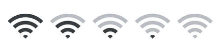 Wifi web icon set. Internet connection symbols. Vector flat design sign. Wireless technology group of objects.のイラスト素材