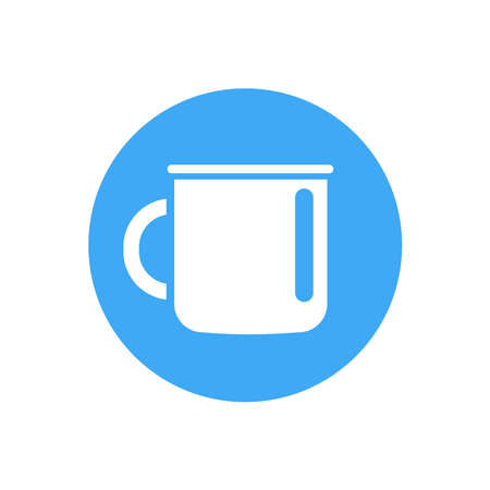 Cute enamel mug for tea or coffee. Vector flat design illustration .のイラスト素材