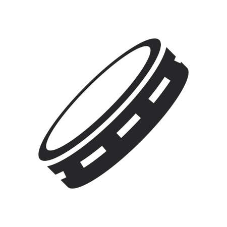 Black filled tambourine. Musical percussion instrument icon isolated on transparent background.のイラスト素材