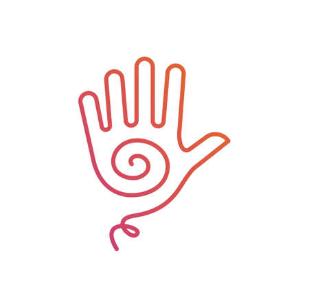 Contour of the palm with a spiral inside. Reiki symbol.のイラスト素材