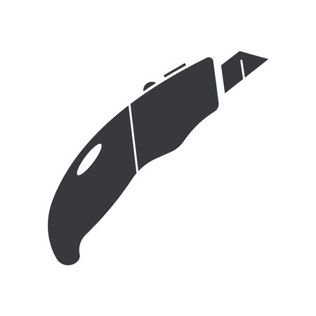 Black filled stationery knife vector icon isolated on white transparent backgroundのイラスト素材