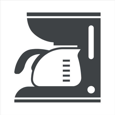 Black filled coffee maker vector icon isolated on white transparent background. Cafe and coffee Symbol.のイラスト素材