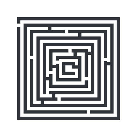 Labyrinth vector outline style illustration isolated on white transparent background. Maze and enigma symbolのイラスト素材
