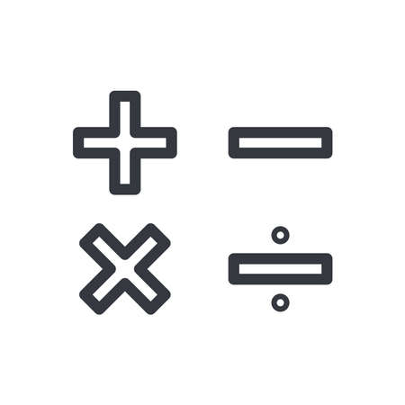 Black outline calculation, education and knowledge vector icon. Fully editable stroke isolated on white transparent background.のイラスト素材