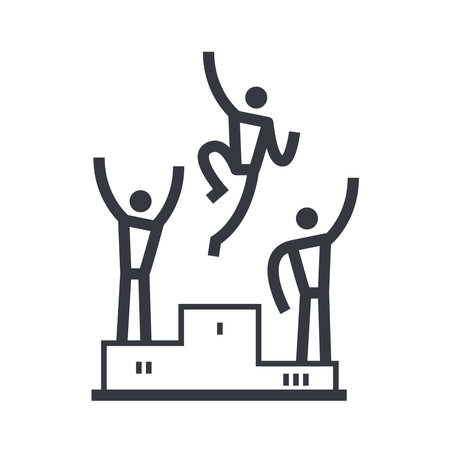 Black outline champion symbol. Sports achievement vector icon. Fully editable stroke isolated on white transparent background.のイラスト素材