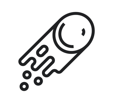Black outline asteroid icon isolated on white transparent background. Linear space symbol vector...