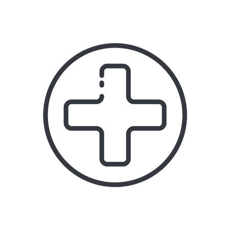 Black linear medical icon of first aid or hospital isolated on transparent background. Outline iconのイラスト素材