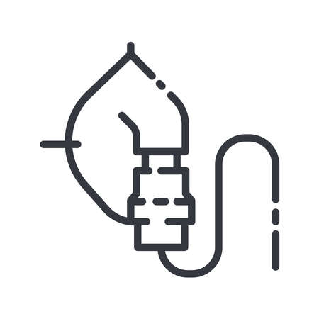Black linear medical icon of a medical face mask. Outline symbol of pandemic prevention.のイラスト素材