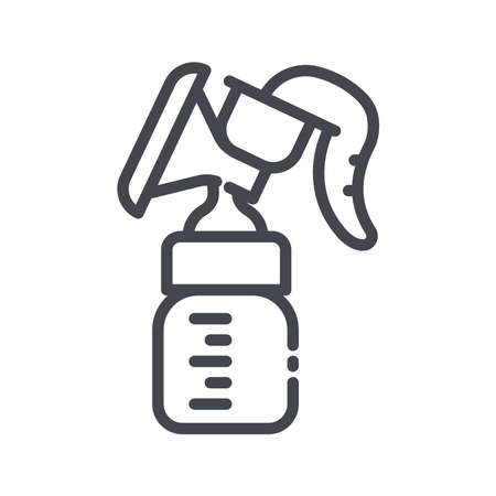 Vector childhood and pregnancy line icon isolated on transparent background. Breast pump symbolのイラスト素材