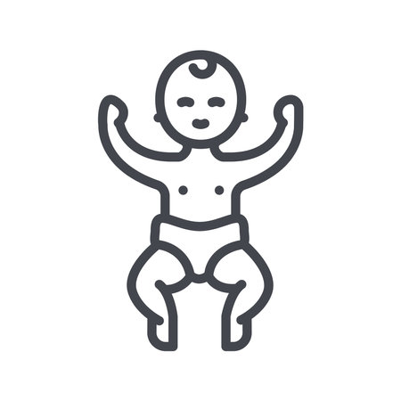 Vector childhood line icon isolated on transparent background. Baby in diaper signのイラスト素材