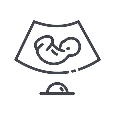 Vector childhood and pregnancy line icon isolated on transparent background. Ultrasound scan of the embryoのイラスト素材