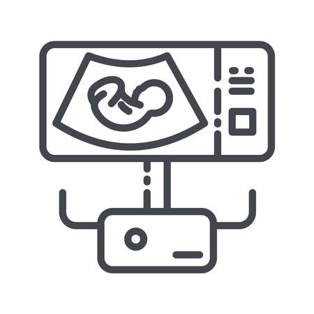 Vector childhood and pregnancy line icon isolated on transparent background. Ultrasound scan of the embryoのイラスト素材