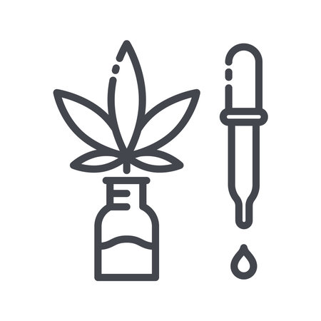 Vector alternative medicine line icon isolated on transparent background. CBD oil symbolのイラスト素材