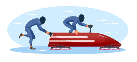 Bobsleigh competition scene vector flat design illustration.のイラスト素材