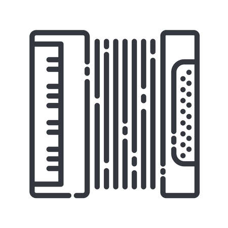 Vector line icon of a accordion. Musical instrument icon isolated on transparent background.のイラスト素材