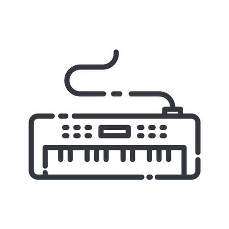 Vector line icon of an electric piano. Musical synthesizer icon isolated on transparent background.のイラスト素材